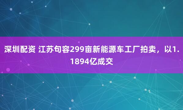 深圳配资 江苏句容299亩新能源车工厂拍卖，以1.1894亿成交