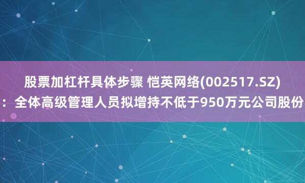 股票加杠杆具体步骤 恺英网络(002517.SZ)：全体高级管理人员拟增持不低于950万元公司股份